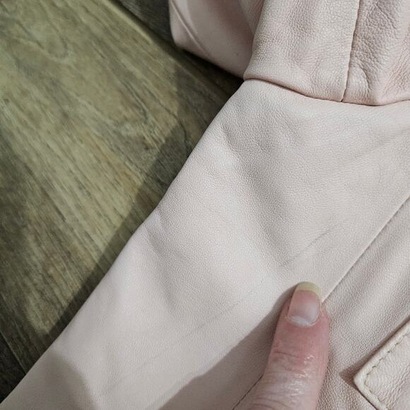 Talbots Pastel Pink 100% Leather Jacket Plus Size 14 Classic Soft Lined Minimal - Picture 10 of 15